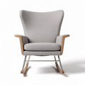 Fauteuil à bascule en tissu gris avec structure en bois et métal 70 x 80 x 100cm
