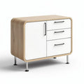 Meuble de rangement en bois et blanc avec trois tiroirs et une porte 70 x 40 x 75cm