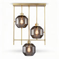 Suspension en verre fumé et métal doré pour intérieur moderne 30 x 30 x 150cm