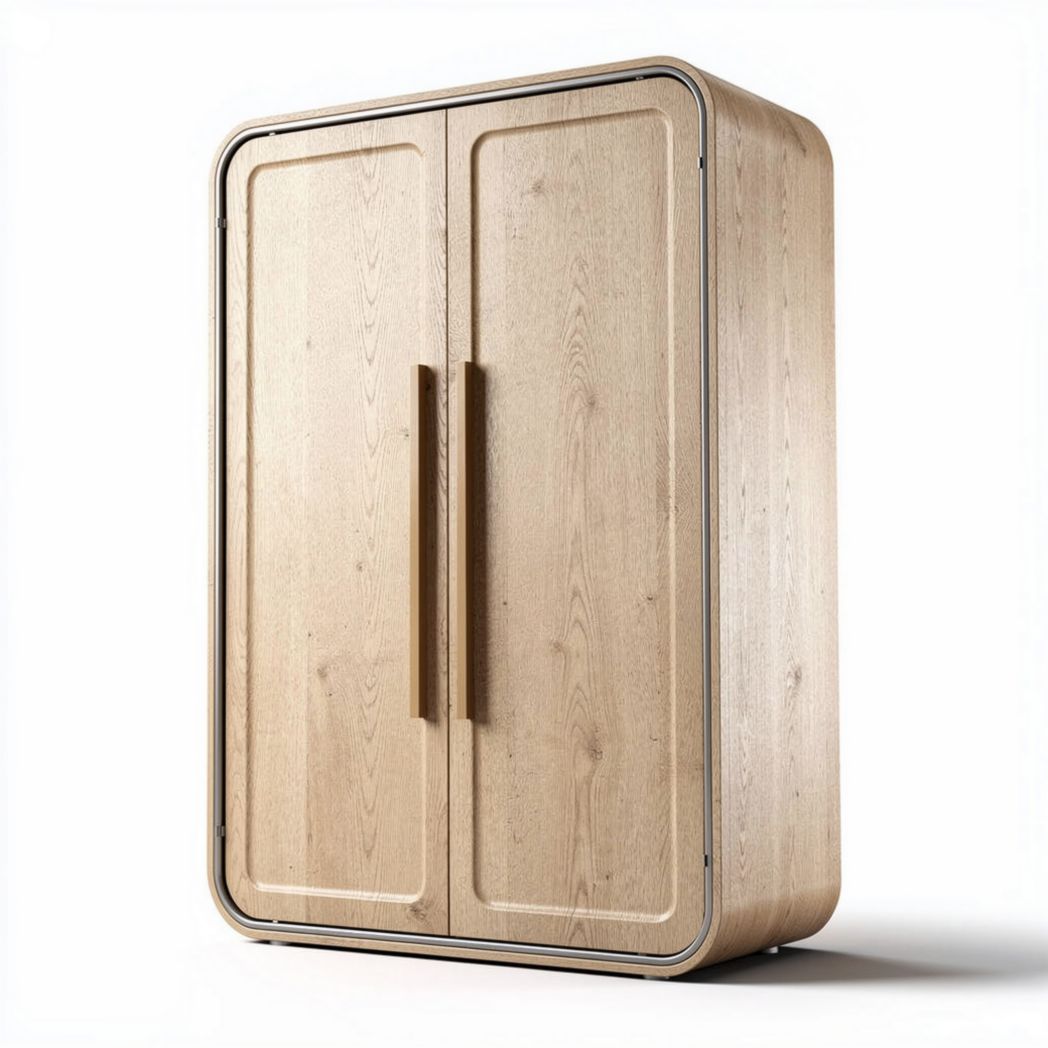 Armoire en bois clair de dimensions 90 x 50 x 120cm avec deux portes