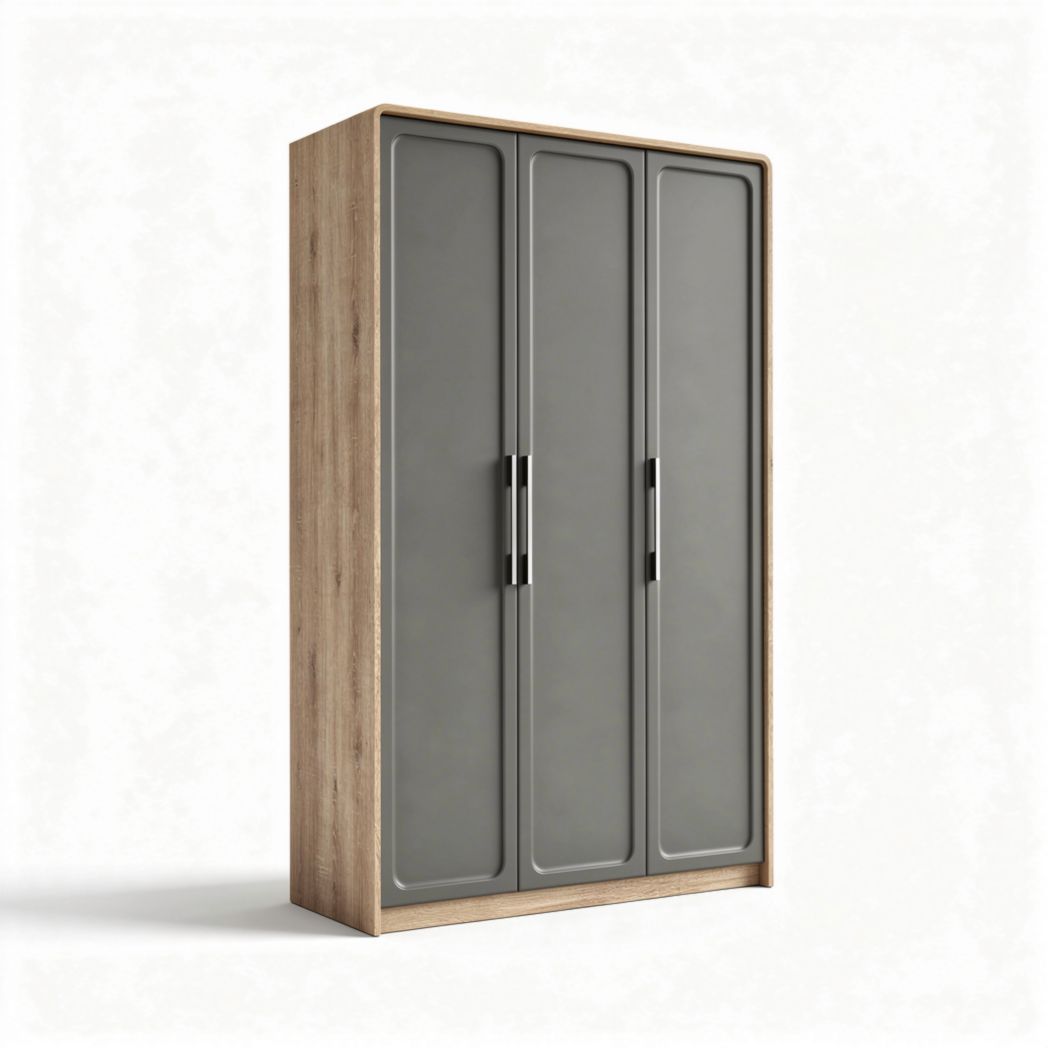 Armoire à trois portes en bois et verre gris dimensions 80 x 40 x 180cm