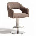 Chaise de bar pivotante en tissu beige avec base en acier inoxydable 45 x 45 x 95cm