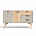 Buffet en bois et acier de coloris gris et chêne 150 x 40 x 75cm
