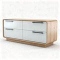 Meuble de rangement en bois avec portes blanches et dimensions 150 x 45 x 60cm