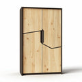Armoire en bois de couleur naturelle avec portes en motifs modernes 80 x 40 x 150cm