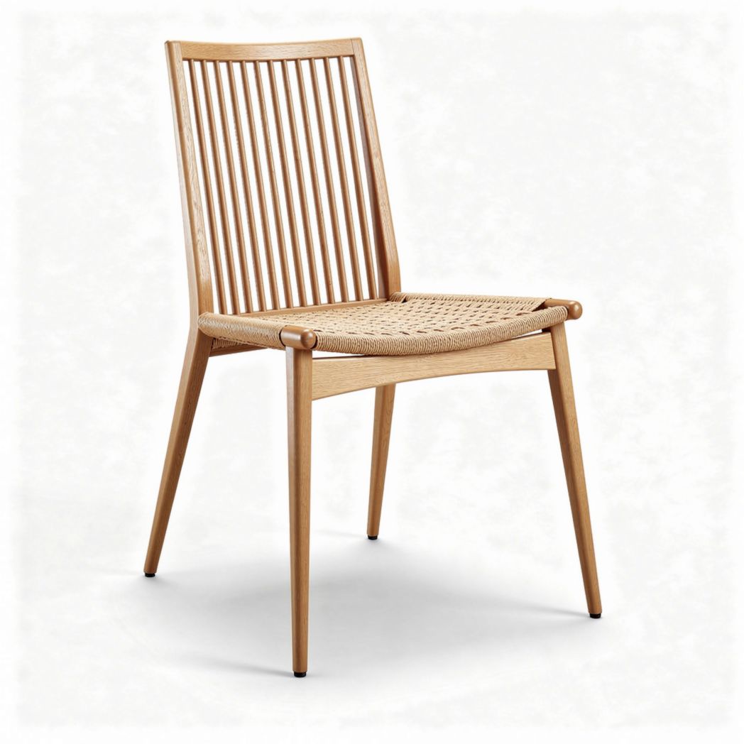 Chaise en bois avec assise en rotin pour intérieur et extérieur 45 x 45 x 85cm