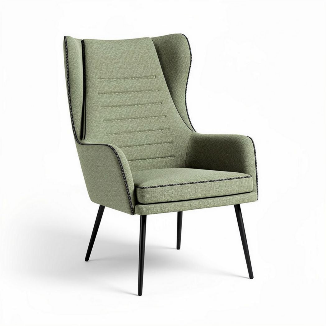 Fauteuil en tissu vert avec structure en métal noir dimensions 90 x 80 x 110cm